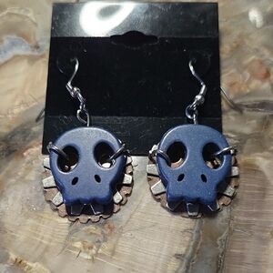Blue Skull Earrings